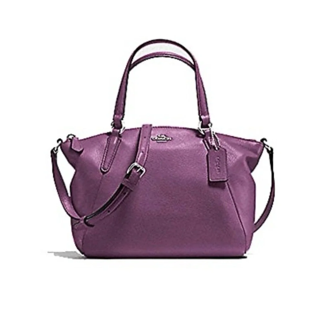 COACH Kelsey Purple  Crossbody Satchel Luxury‎ Designer Pebbled Leather 38675